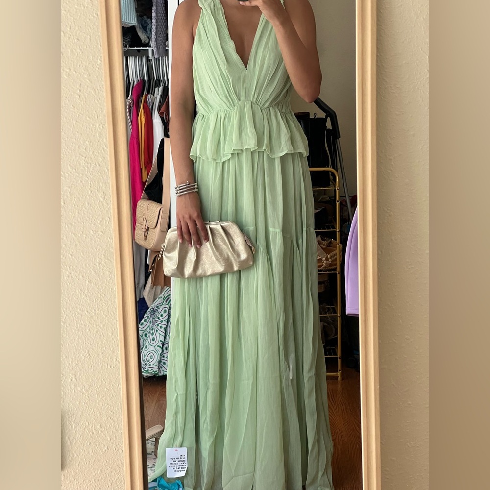 Elegant Mint Green Maxi formal Dress